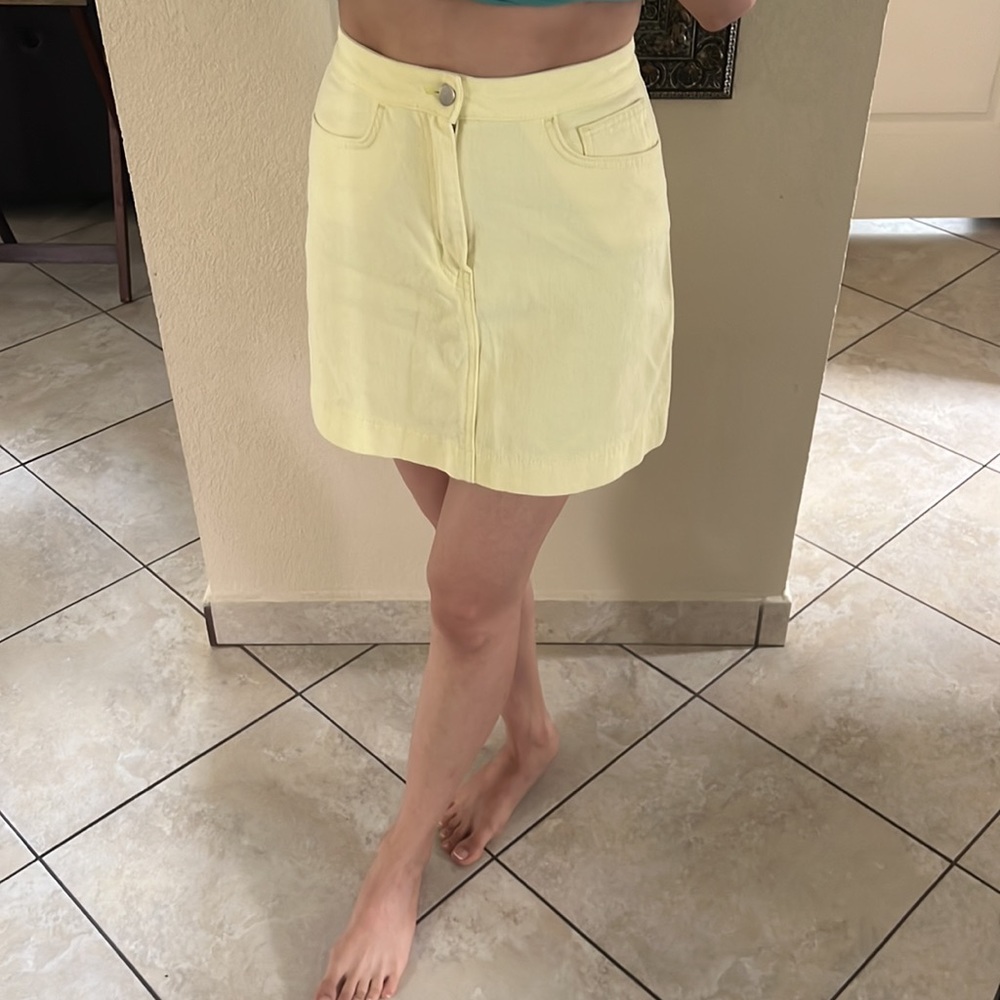 American apparel yellow denim skirt